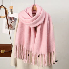 Women’s Cashmere Winter Scarf – Oversized Soft Tassel Wrap for Elegant Autumn and Winter Layering