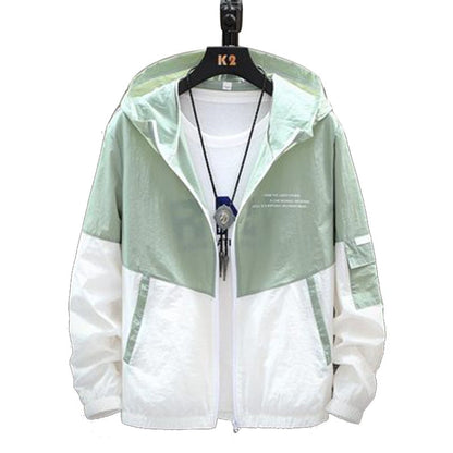 Men’s Colour-Block Bomber Jacket – Embroidered Zip-Up Layer with Retro Sportswear Styling