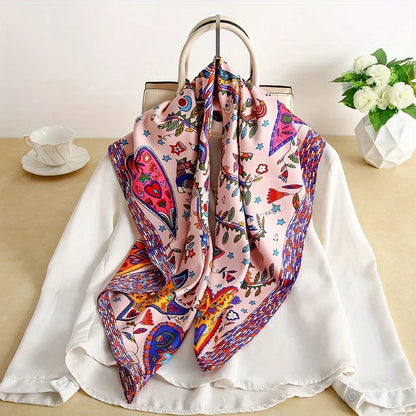 Women’s Soft Polyester Square Scarf – Lightweight Printed Head and Neck Wrap for Elegant All-Season Styling
