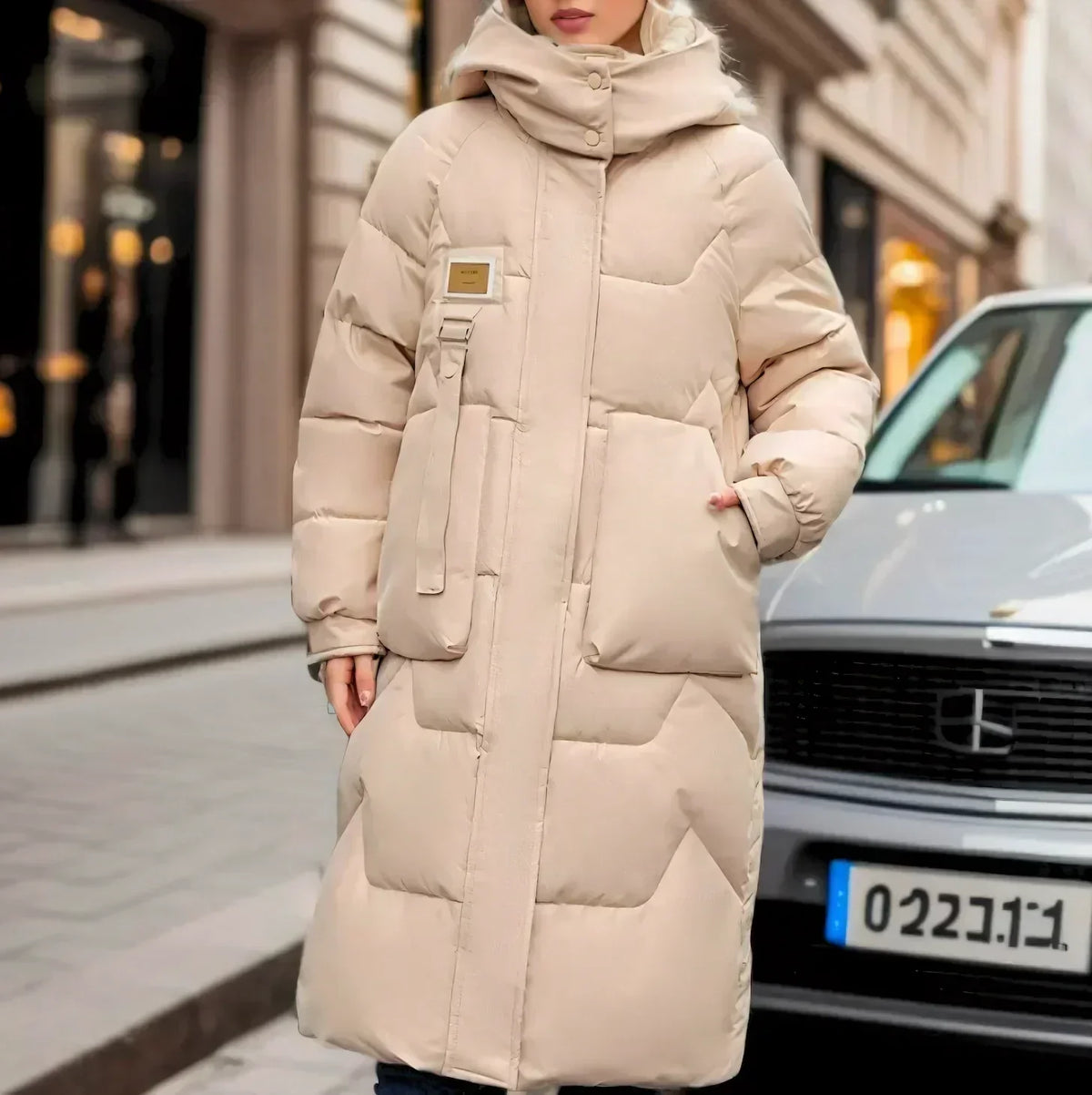 Women’s Long Hooded Waterproof Puffer Jacket – Warm Elegant Winter Layer