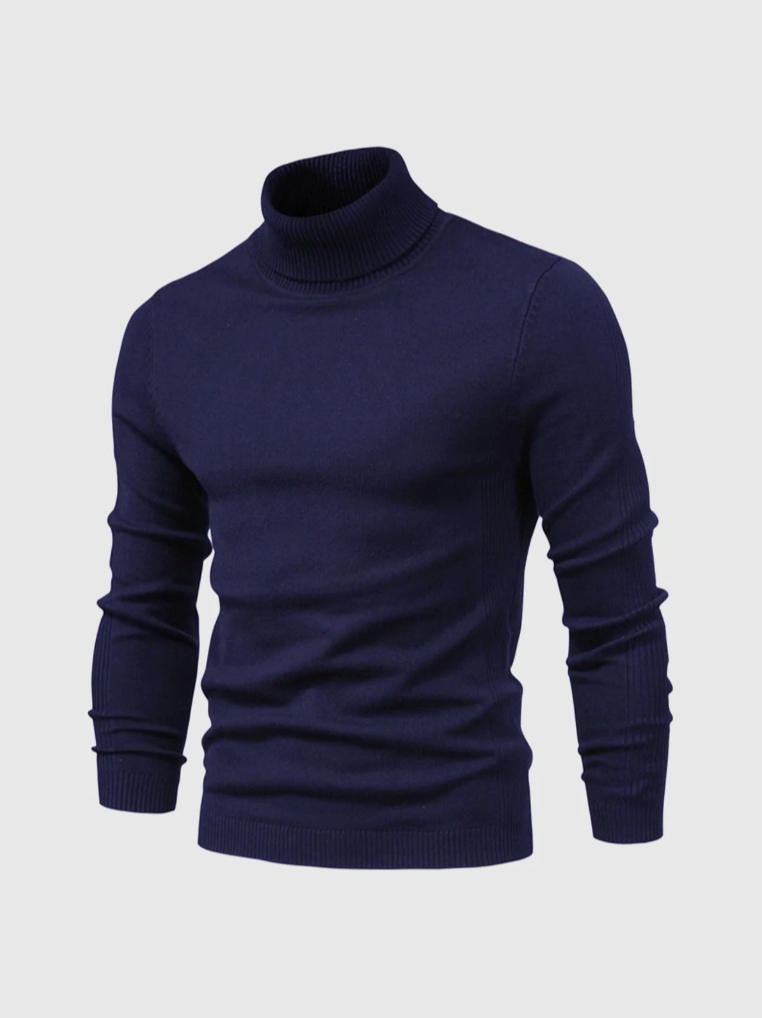 Men’s Fine-Knit Turtleneck Sweater – Soft Slim-Fit Long-Sleeve Knitwear for Smart Winter Layering