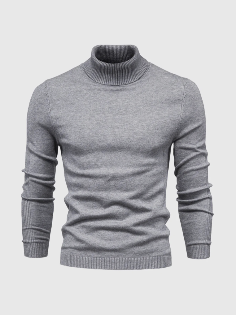 Men’s Fine-Knit Turtleneck Sweater – Soft Slim-Fit Long-Sleeve Knitwear for Smart Winter Layering