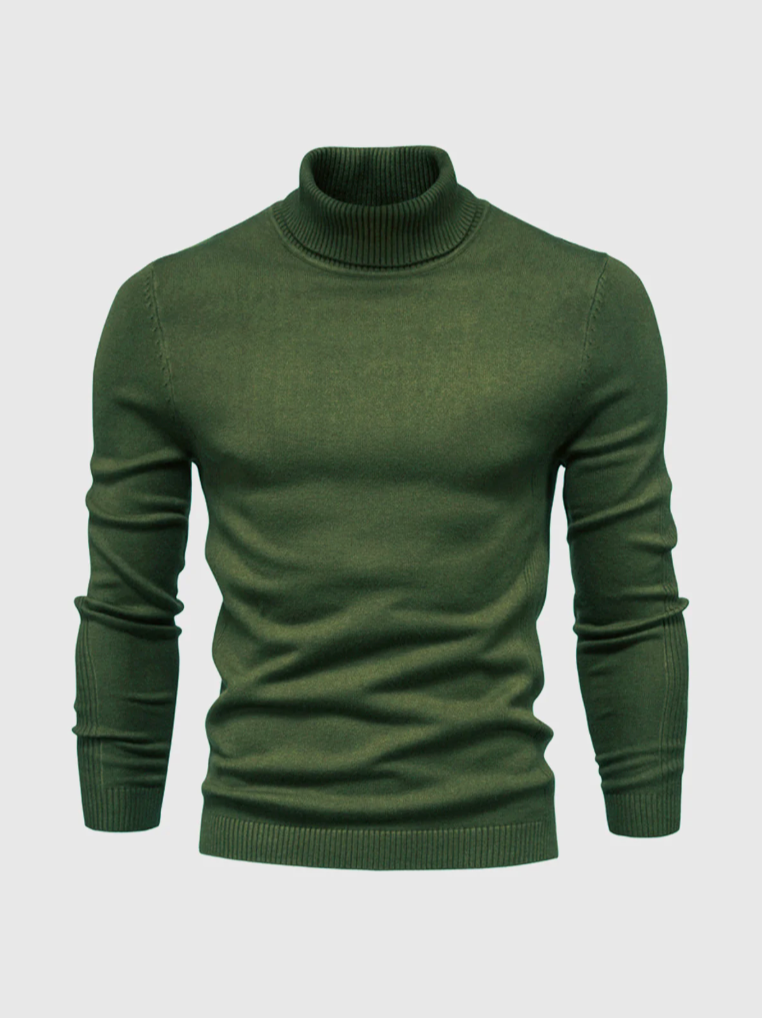 Men’s Fine-Knit Turtleneck Sweater – Soft Slim-Fit Long-Sleeve Knitwear for Smart Winter Layering