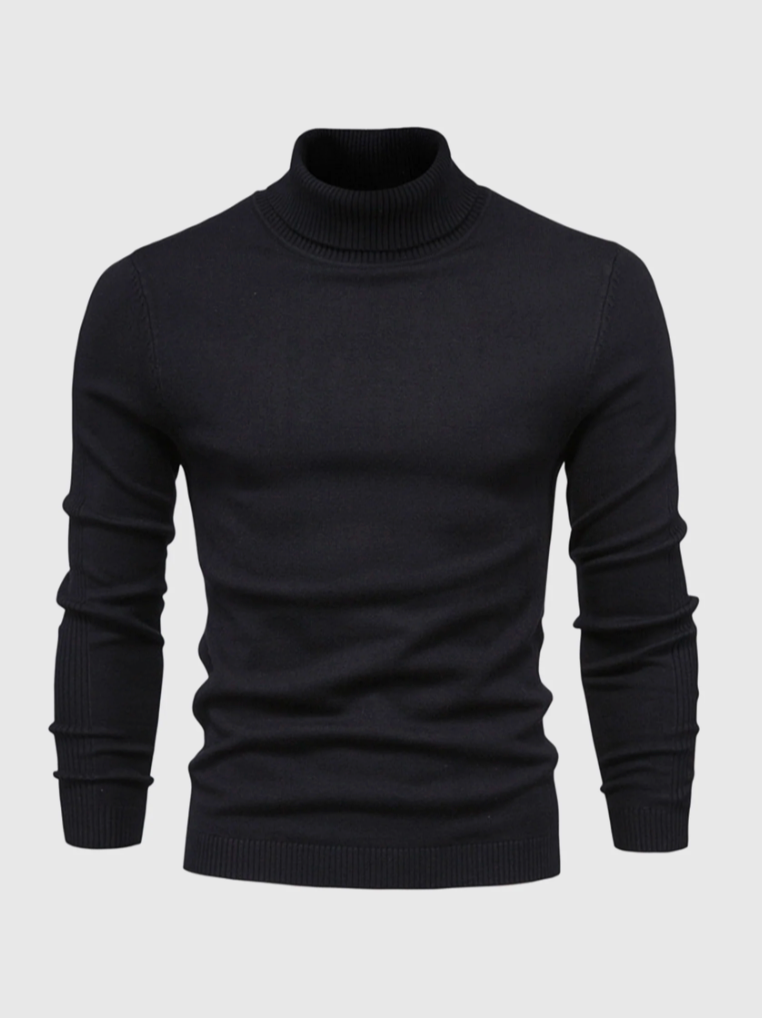 Men’s Fine-Knit Turtleneck Sweater – Soft Slim-Fit Long-Sleeve Knitwear for Smart Winter Layering