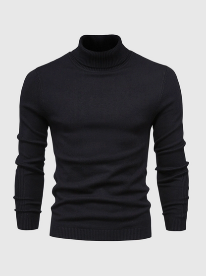 Men’s Fine-Knit Turtleneck Sweater – Soft Slim-Fit Long-Sleeve Knitwear for Smart Winter Layering