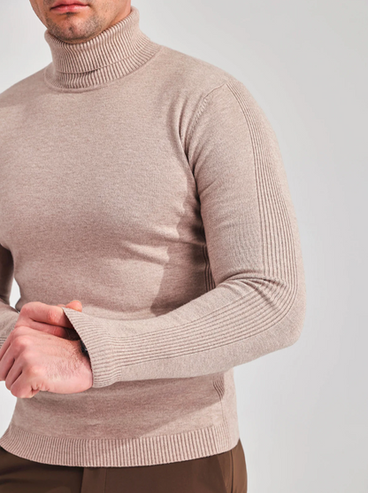 Men’s Fine-Knit Turtleneck Sweater – Soft Slim-Fit Long-Sleeve Knitwear for Smart Winter Layering