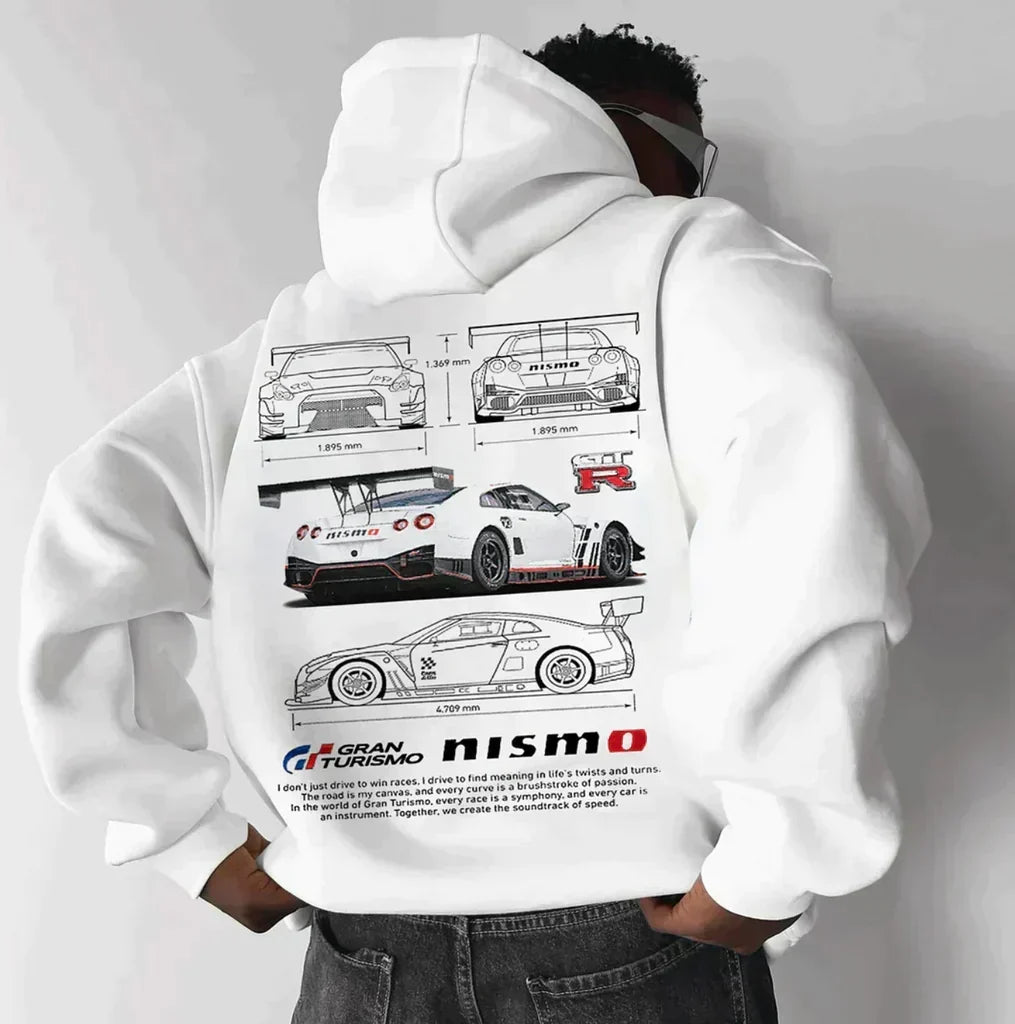 Men’s Oversized Automotive Graphic Hoodie – Relaxed Streetwear Layer for Casual Wear
