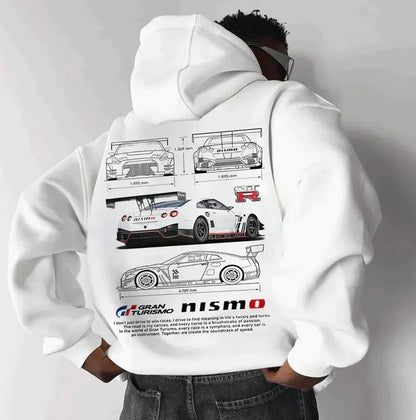 Men’s Oversized Automotive Graphic Hoodie – Relaxed Streetwear Layer for Casual Wear