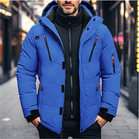 Men’s Waterproof Hooded Winter Parka Jacket – Insulated Multi-Pocket Outerwear for Urban and Outdoor Cold-Weather Wear