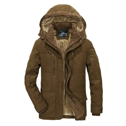 Men’s Fleece-Lined Hooded Winter Jacket – Warm Utility Outerwear for Everyday and Outdoor Cold-Weather Wear