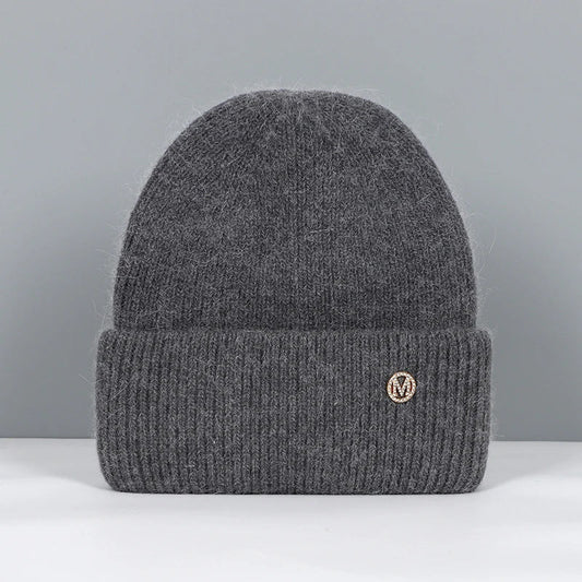 Women’s Soft Knit Beanie – Cashmere Rabbit-Fur Blend Winter Hat for Autumn and Winter Wear