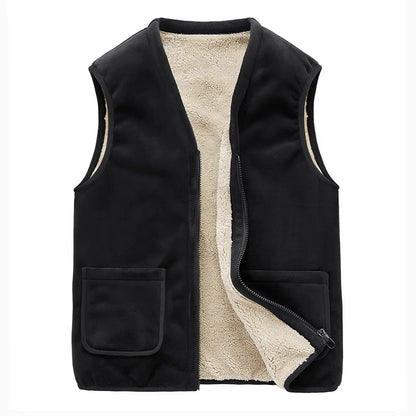 Men’s Fleece-Lined Winter Vest – Warm Sleeveless Zip-Up Layer with Practical Pockets