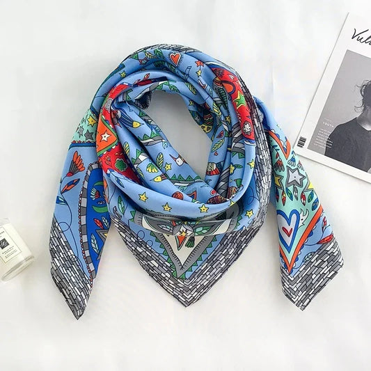 Women’s Soft Polyester Square Scarf – Lightweight Printed Head and Neck Wrap for Elegant All-Season Styling