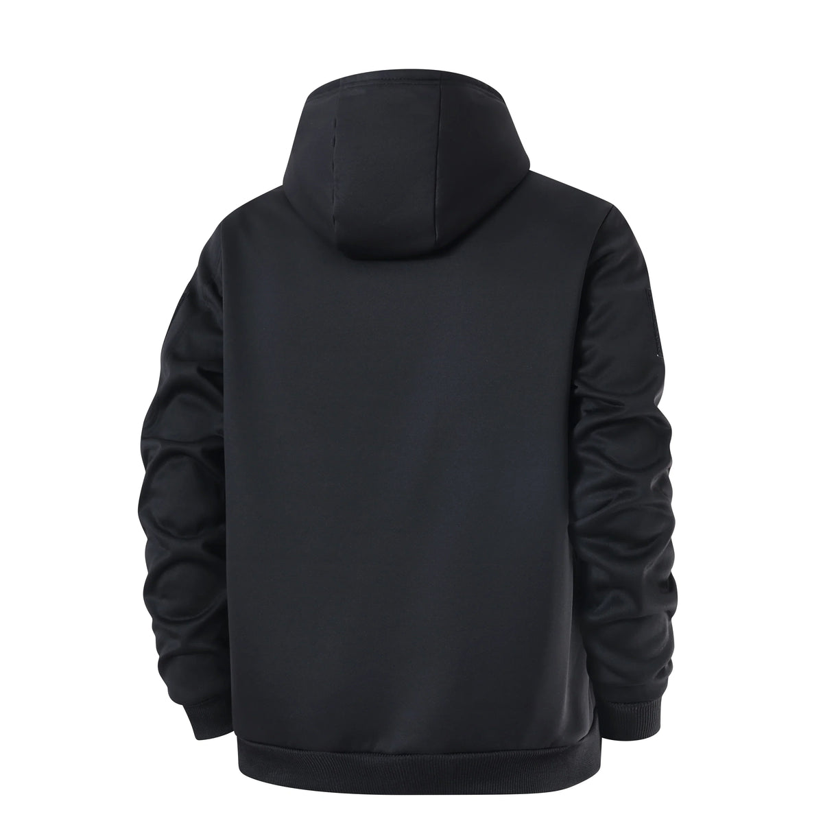 Men’s Sherpa-Lined Hooded Fleece Jacket – Thick Zip-Up Winter Outerwear with Utility Sleeve Pocket