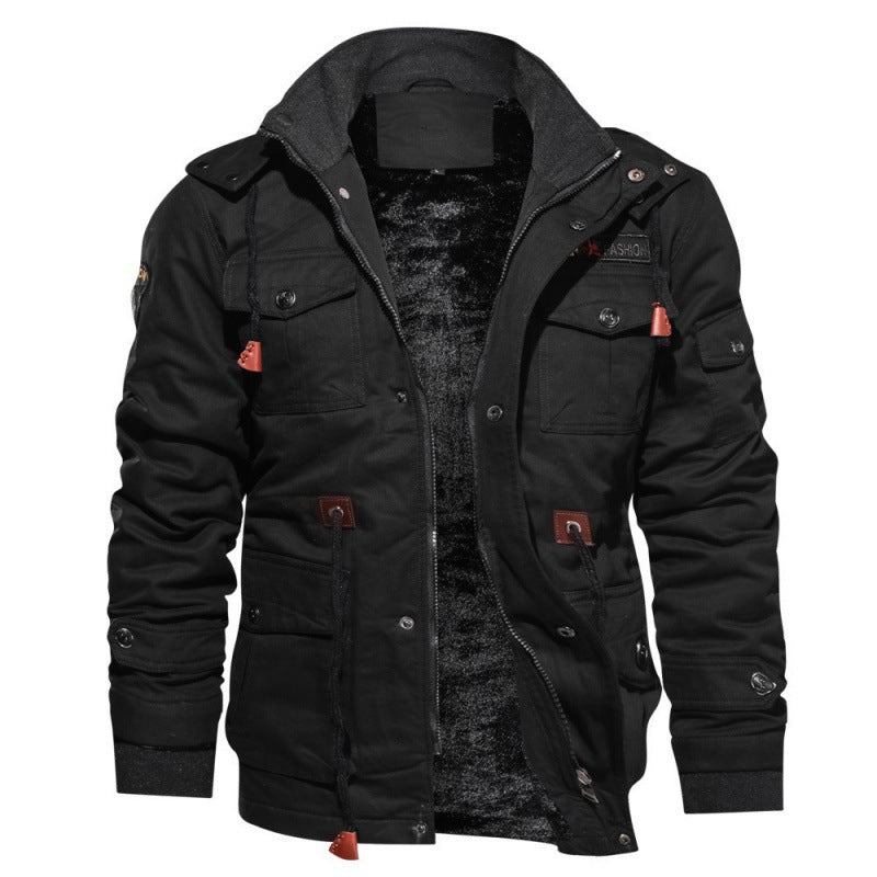 Men’s Fleece-Lined Utility Winter Jacket – Weather-Resistant Multi-Pocket Layer for Cold-Season Everyday Wear