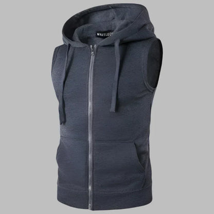 Men’s Sleeveless Zip-Up Hoodie Vest – Lightweight Layer for Casual Everyday Wear