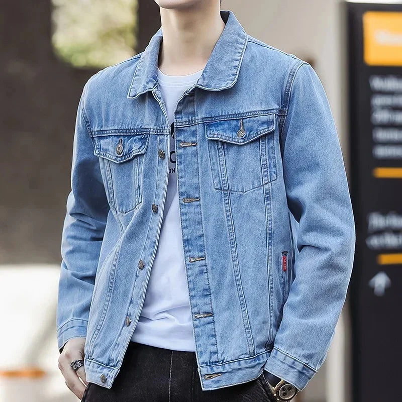 Men’s Relaxed Denim Trucker Jacket – Casual Button-Front Layer with Chest Pockets