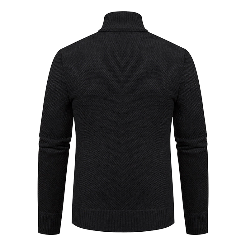 Men’s Textured Zip Cardigan – Stand-Collar Knit Layer for Smart Casual Wear