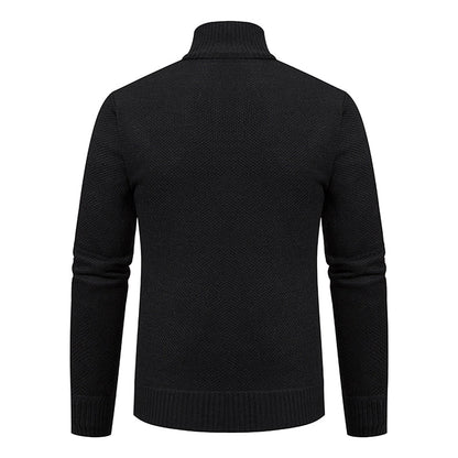 Men’s Textured Zip Cardigan – Stand-Collar Knit Layer for Smart Casual Wear