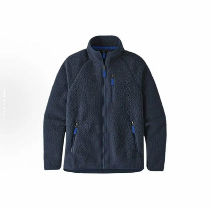 Men’s High-Neck Fleece Jacket – Full-Zip Outdoor Layer with Multiple Utility Pockets