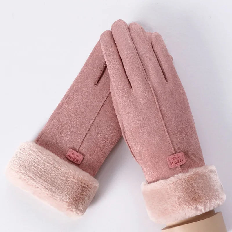 Women’s Soft Touchscreen Winter Gloves – Plush-Cuff Full-Finger Warm Outdoor Gloves for Everyday Cold-Weather Wear