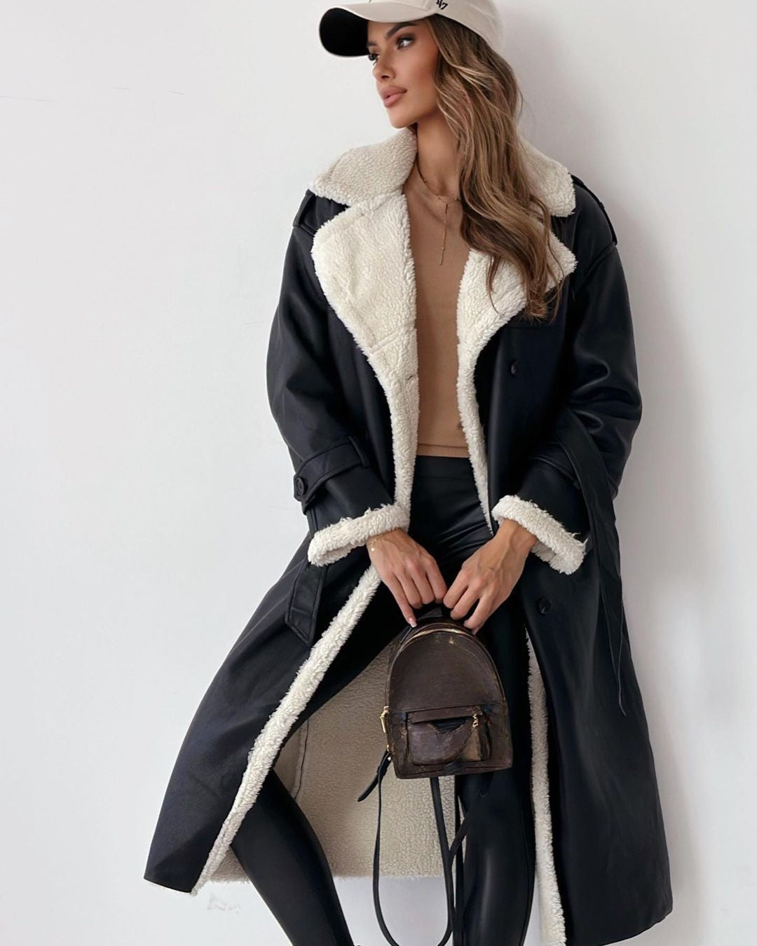Women’s Teddy Coat – Double-Breasted Fleece-Lined Trench Coat