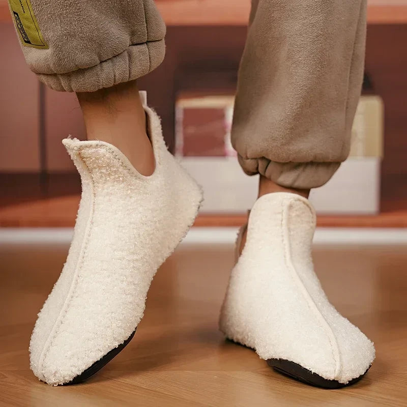 Men’s Soft Cotton-Lined Winter Slippers – Warm Non-Slip Indoor House Shoes