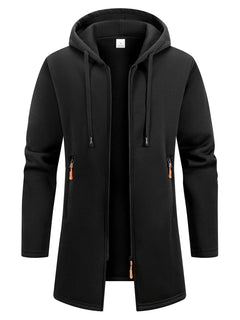 Men’s Longline Zip-Up Hoodie – Relaxed Hooded Sweatshirt Jacket for Winter Layering