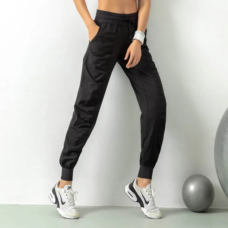 Women’s Lightweight Drawstring Jogger Trousers – Quick-Dry Athletic Pants for Training and Everyday Wear