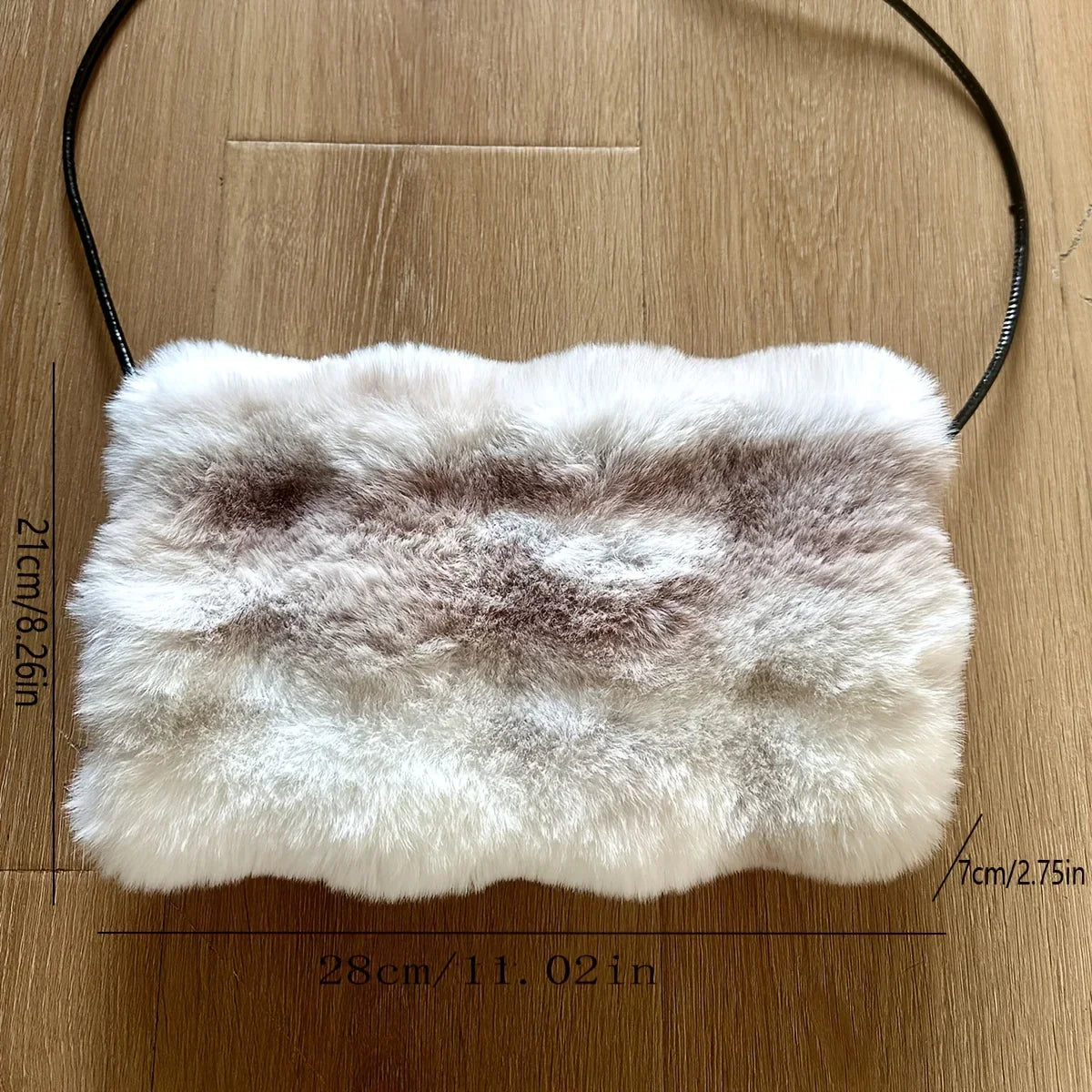 Women’s Plush Faux-Fur Hand Warmer Muff – Thick Winter Hand-Warming Tube with Shoulder Strap