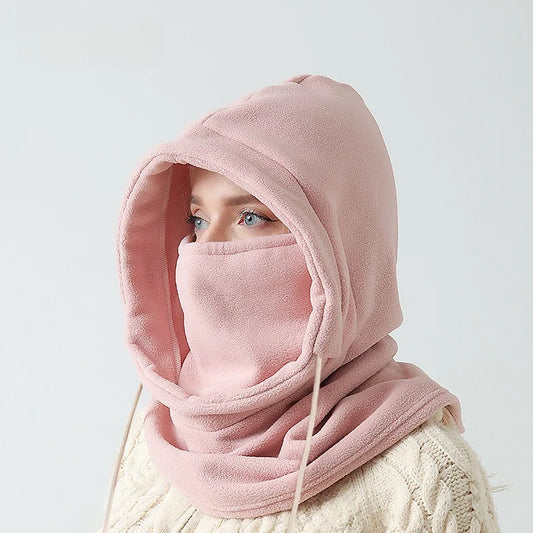 Unisex Fleece Hood Balaclava – Full-Coverage Winter Hood with Integrated Face and Neck Warmer