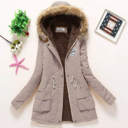 Women’s Faux-Fur Hooded Winter Parka – Fleece-Lined Drawstring Jacket for Warm Everyday Cold-Weather Wear