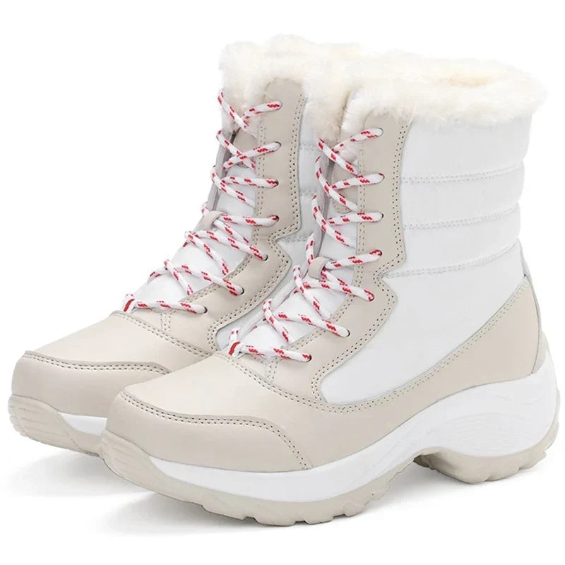 Women’s Plush-Lined Lace-Up Snow Boots – Warm Platform Winter Boots for Outdoor Wear
