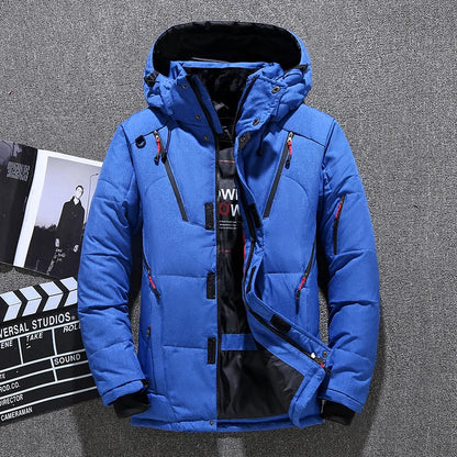 Men’s Slim-Fit Hooded Down Winter Jacket – Insulated Multi-Pocket Outerwear for Everyday and Outdoor Cold-Weather Wear