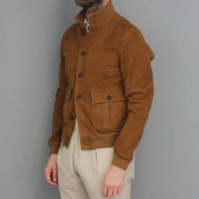 Men’s Vintage Utility Jacket – Slim-Fit Button-Front Jacket with Flap Pockets
