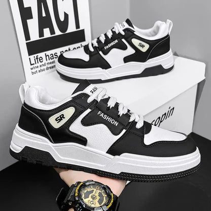 Men’s Breathable Low-Top Sneakers – Casual Lace-Up Everyday Trainers with Soft Flat Sole