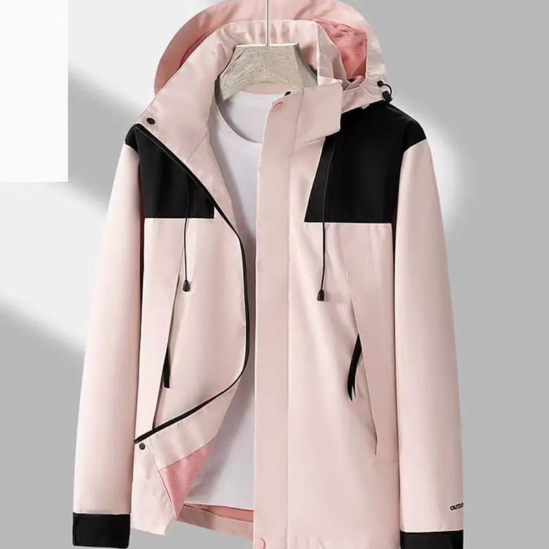 Men’s Hooded Outdoor Jacket – Wind-Resistant Zip-Up Coat with Adjustable Hood and Secure Pockets