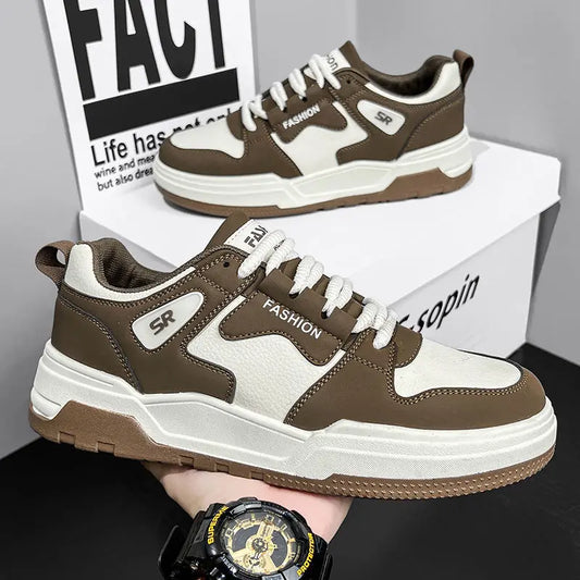 Men’s Breathable Low-Top Sneakers – Casual Lace-Up Everyday Trainers with Soft Flat Sole