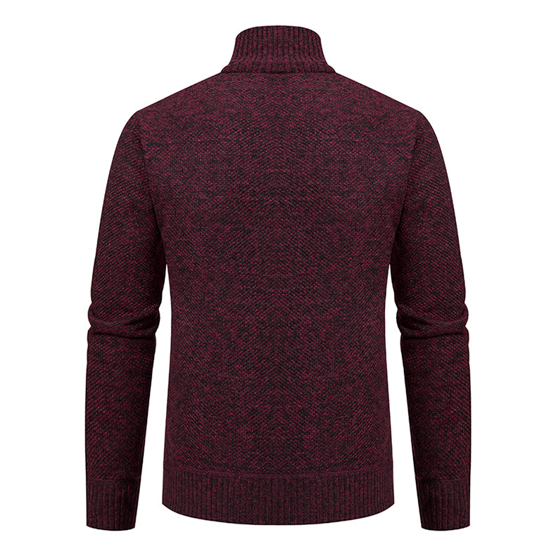 Men’s Textured Zip Cardigan – Stand-Collar Knit Layer for Smart Casual Wear
