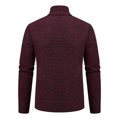 Men’s Textured Zip Cardigan – Stand-Collar Knit Layer for Smart Casual Wear