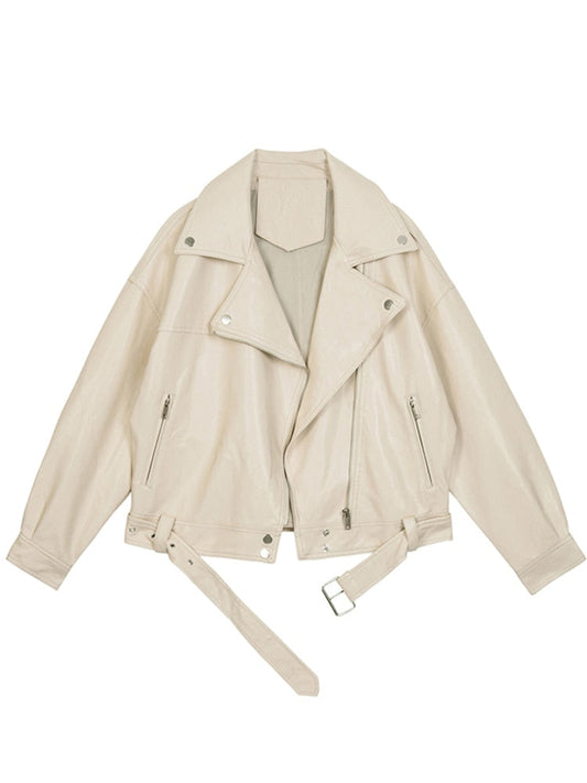 Women’s Oversized Leather Biker Jacket – Relaxed Moto Layer for Contemporary City Styling