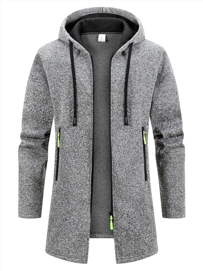 Men’s Longline Zip-Up Hoodie – Relaxed Hooded Sweatshirt Jacket for Winter Layering