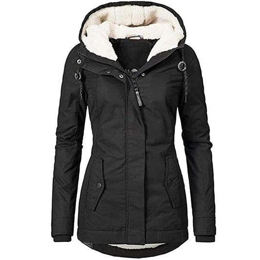 Women’s Sherpa-Lined Hooded Winter Parka – Windproof Water-Repellent Everyday Outerwear