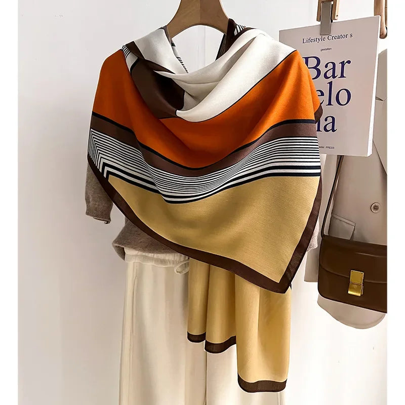 Women’s Soft Polyester Winter Scarf – Oversized Wool-Cotton Feel Wrap for Elegant Autumn and Winter Layering