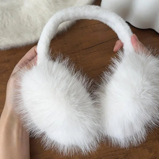 Women’s Faux Fur Ear Warmers – Soft Foldable Winter Earmuffs for Outdoor and Daily Wear