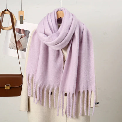 Women’s Cashmere Winter Scarf – Oversized Soft Tassel Wrap for Elegant Autumn and Winter Layering
