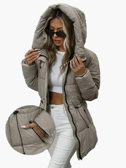 Women’s Fitted Quilted Jacket – Hooded with Water-Repellent Finish