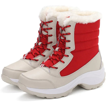 Women’s Plush-Lined Lace-Up Snow Boots – Warm Platform Winter Boots for Outdoor Wear