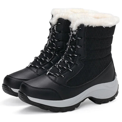 Women’s Plush-Lined Lace-Up Snow Boots – Warm Platform Winter Boots for Outdoor Wear