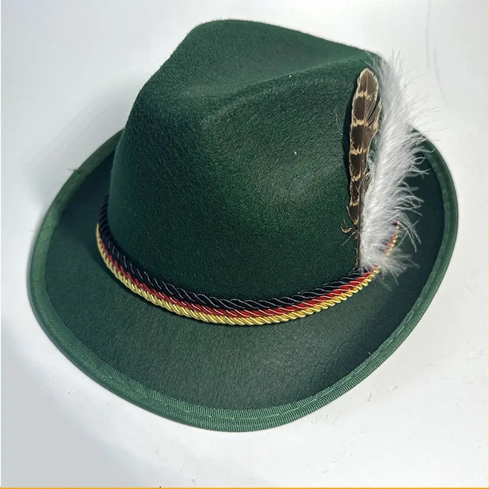 Men’s Traditional Bavarian Hat – Feather-Trimmed Festival Headwear for Oktoberfest Wear